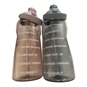 2 Pack Motivational Water Bottle 64oz BPA Free Hydration Bottle With Time Marker